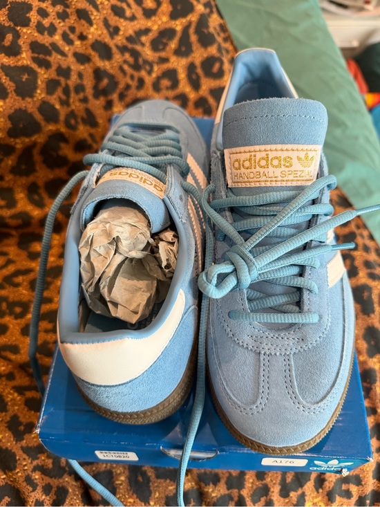 adidas Other - adidas Handball Spezial Suede Sneakers in Sky Blue and White